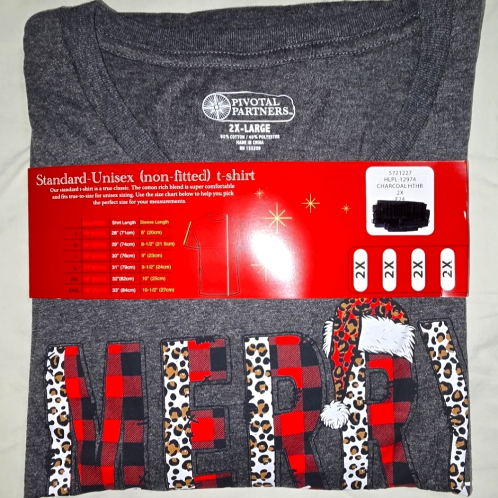 Gray Merry Christmas T-Shirt XXL